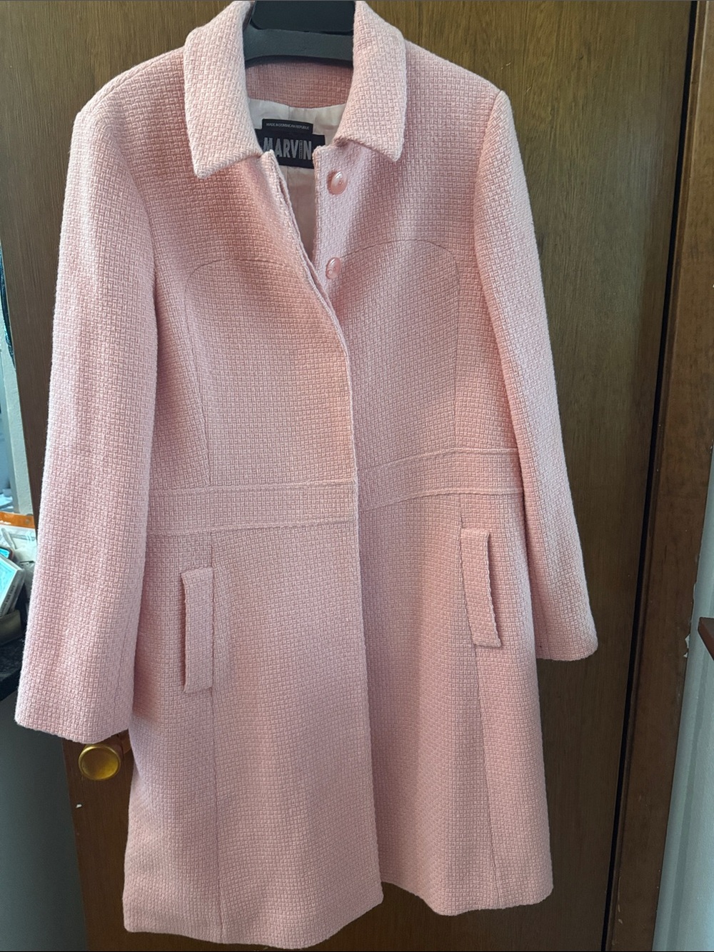 Marvin Richards Blush Pink Textured Pea Coat